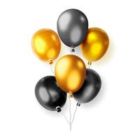 3D bunch of metallic balloon isolated on white background vector