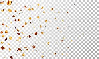 3D party gold confetti. Render golden confetti in empty space vector