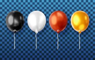 3D set of metallic balloon isolated on background vector
