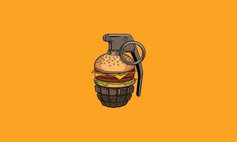 A burger combined with a grenade, representing explosive flavor and intensity. vector