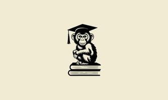 logo design template of a monkey wearing hat graduation flat design vector