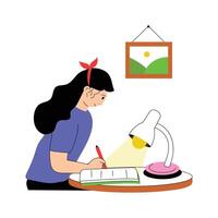 A student doing homework at home, ready to use illustration vector