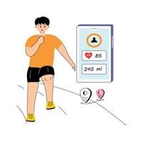 Man using a fitness tracker to monitor exercise progress and health vector