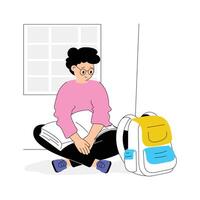 Flat illustration of lazy student, customizable vector