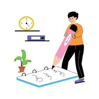 Get this amazing creative learning, writing flat illustration vector