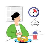 A student having lunch during break time, customizable illustration vector