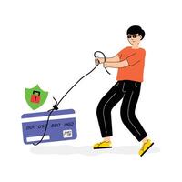 Creatively crafted card hacker flat illustration vector