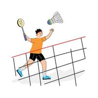Creatively designed badminton player flat illustration vector