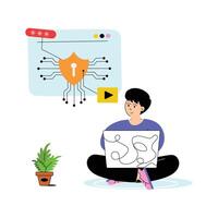 Editable flat illustration of cybersecurity in modern style vector