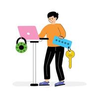 Create strong password to enhance account security, strong password flat illustration vector