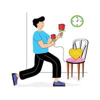 Preparing to express heartfelt, proposal practice flat illustration vector