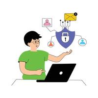 Take your hands on this trendy cyber network flat illustration vector