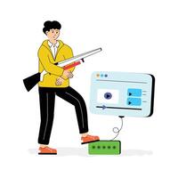 Website protection from cyber threats, website security flat illustration vector