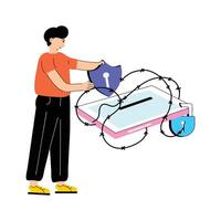Mobile protection flat illustration, ready to use vector