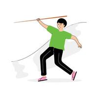 Athlete releasing a javelin with full power and focus vector