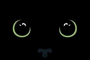 Black cat with green eyes close up. Cat face background vector