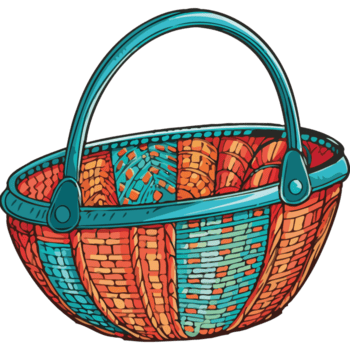 ein Korb mit bunt Designs auf es png