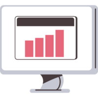 A computer monitor with a bar chart on it png