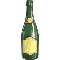 A bottle of champagne with a label on it png