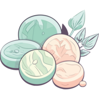 A bunch of different colored stones and leaves png