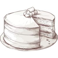 A drawing of a cake with a slice missing png