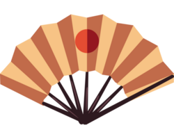 An asian fan with a red dot on it png
