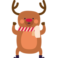 A cartoon reindeer wearing a scarf and holding a scarf png