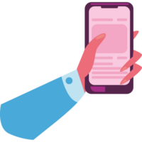 A hand holding a smartphone with a paper document on it png