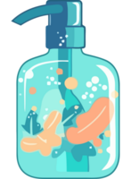 A bottle of soap with bubbles and bubbles png