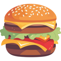A hamburger with cheese and lettuce png