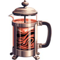 A coffee maker with a black and red design png