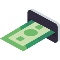 A money bill is being inserted into a machine png