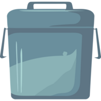 A blue lunch box with a handle on it png
