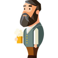 A man with a beard and a beer in his hand png