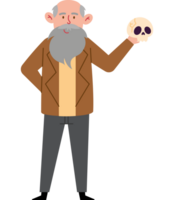 An old man with a beard and a skull png