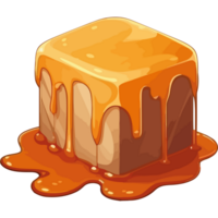 A block of caramel with syrup on it png