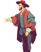 A man in a red hat and coat with a pointed finger png