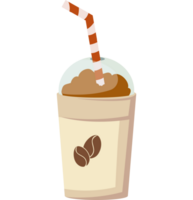 Coffee drink with straw and coffee beans png