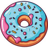 A donut with sprinkles and pink icing png