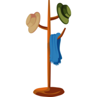 A hat rack with a hat, scarf and scarf png