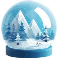 Snow globe with trees and mountains in it png