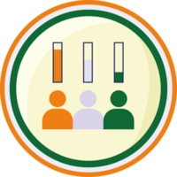 A circle with three people and a bar graph png
