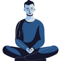 A man sitting in a lotus position with his eyes closed png