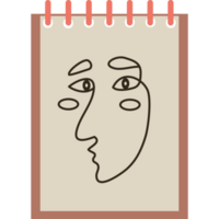 A notebook with a face drawn on it png