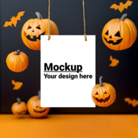 Postcard layout on Halloween background psd