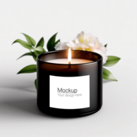 Mockup of a candle label on a calm and gentle background psd