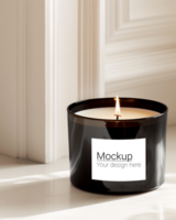 Mockup of a candle label on a calm and gentle background psd