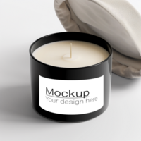 Mockup of a candle label on a calm and gentle background psd