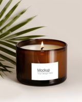 Mockup of a candle label on a calm and gentle background psd