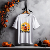 White t-shirt mockup with Halloween wall background psd